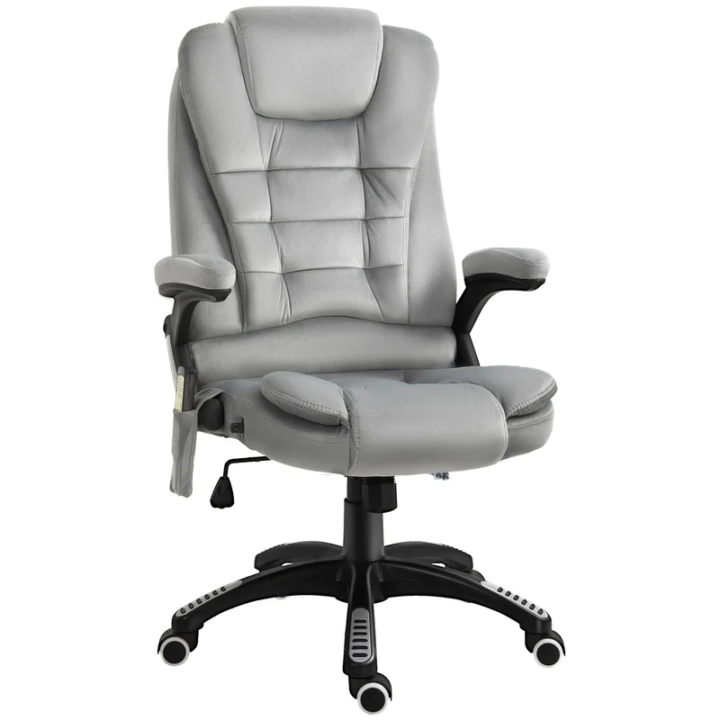 Ergonomické šedé masážní křeslo – výškově nastavitelné do kanceláře a pro hraní