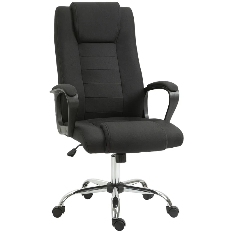 Ergonomická černá kancelářská židle s opěrkou hlavy, výškově nastavitelná