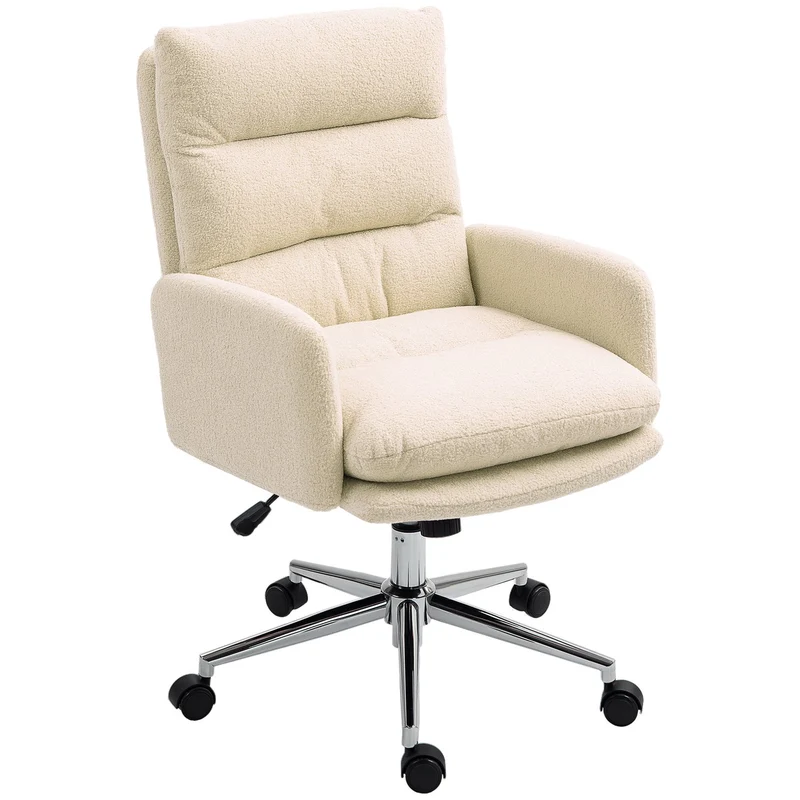 Ergonomická kancelářská židle s vzhledem beránčí vlny, výškově nastavitelná