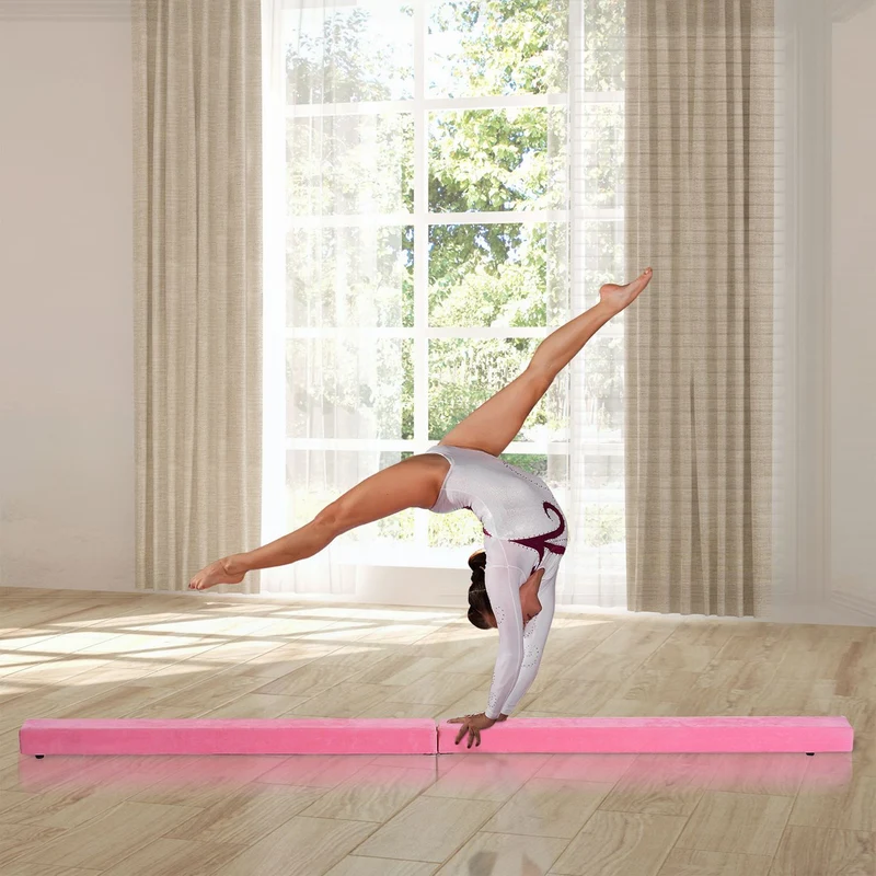Růžové skládací gymnastické kladinové prkno 210 cm, pro vnitřní i venkovní použití