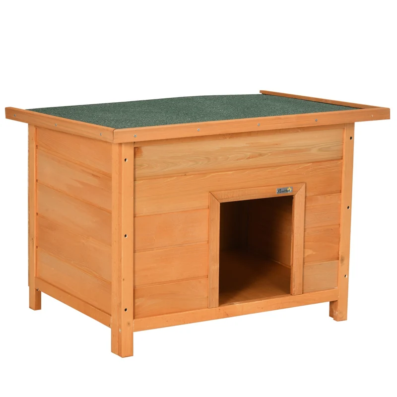 Boudička pro psy ze smrkového dřeva se střechou – útulný domeček pro mazlíčky 82x58x58 Cm