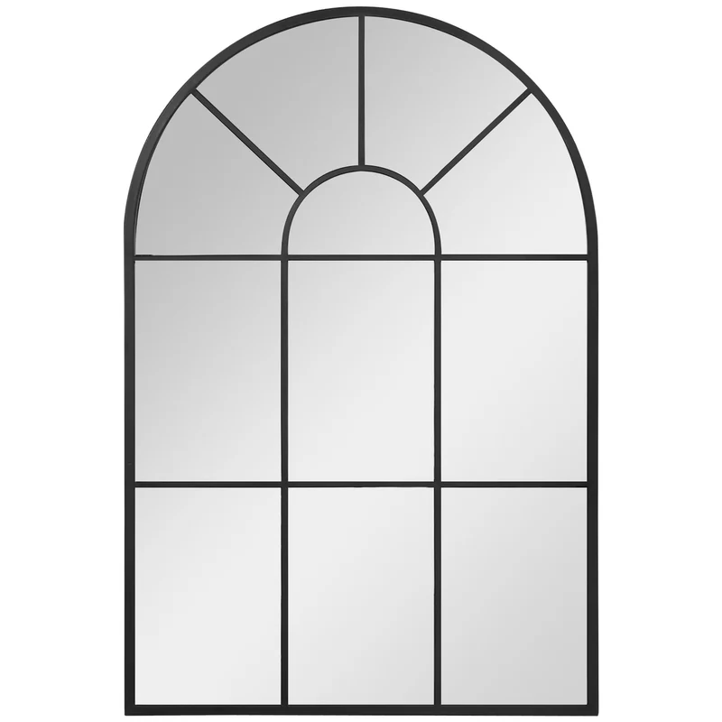 Obloukové černé kovové nástěnné zrcadlo 91x60cm pro dekoraci interiéru