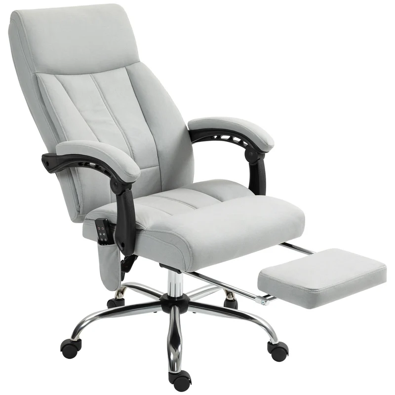 Ergonomická polohovací kancelářská židle s podnožkou, světle šedá