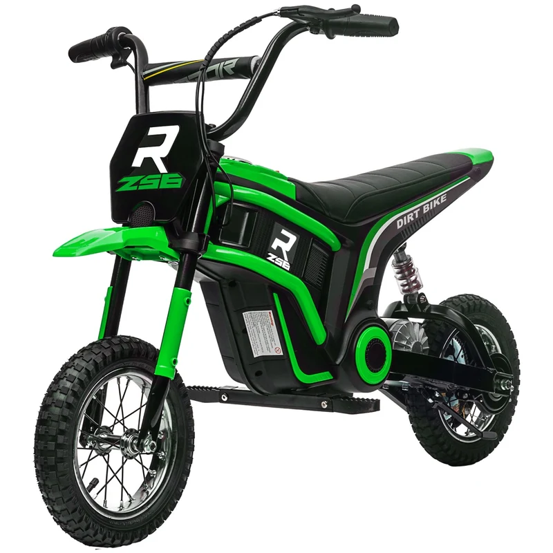 Elektrická motorka pro děti, 12 V, klakson a světla, zelená