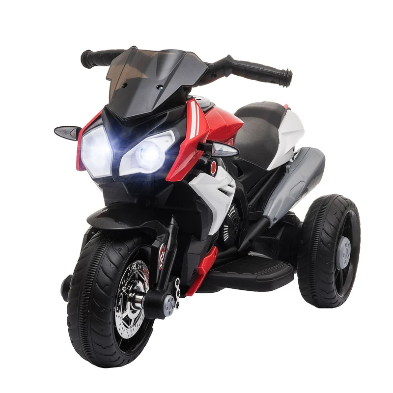 Dětská elektrická motorka 6V, s hudbou a světly, černo-červená