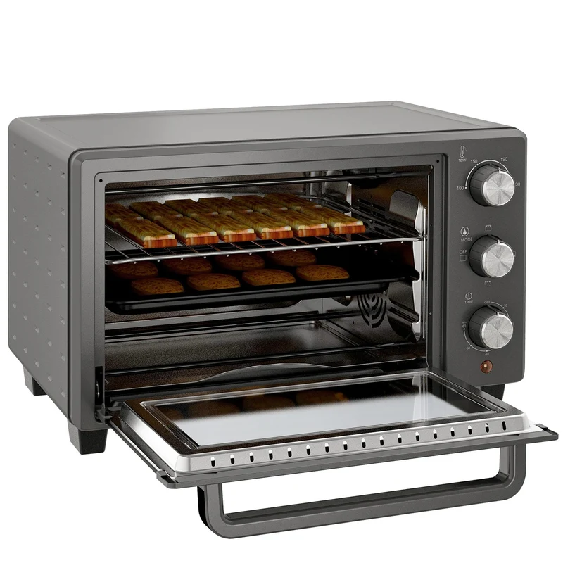 Mini trouba 21L – 1400W, časovač a regulace teploty, nerezová ocel