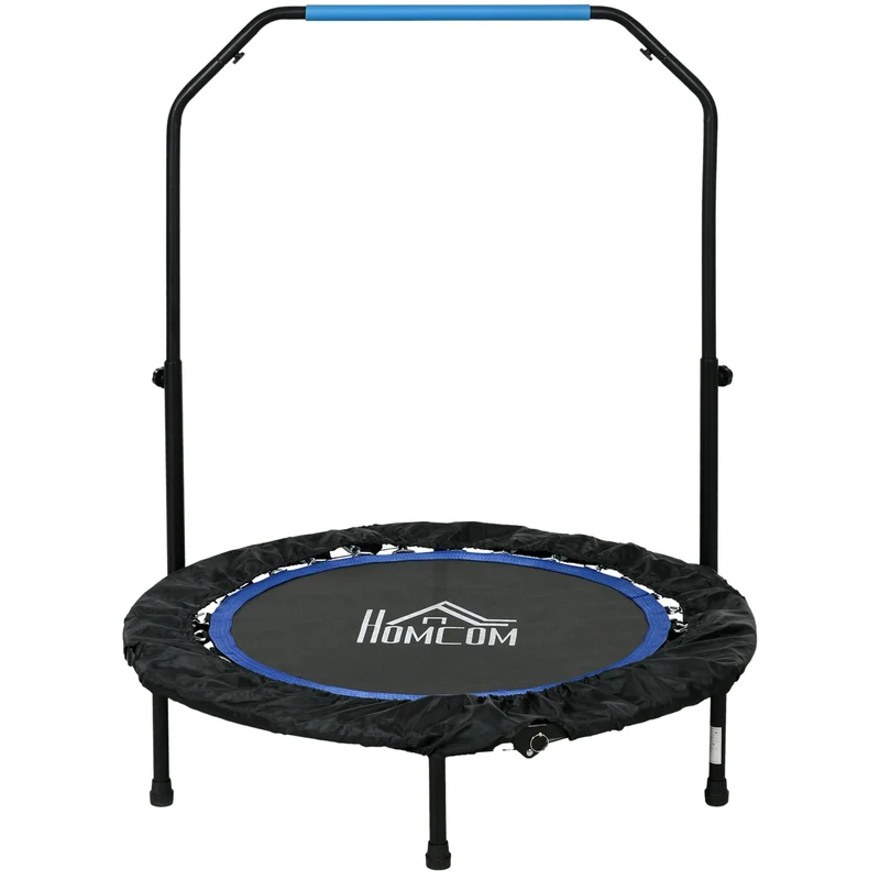 Skládací fitness trampolína, 100 kg, nastavitelná rukojeť, LCD displej