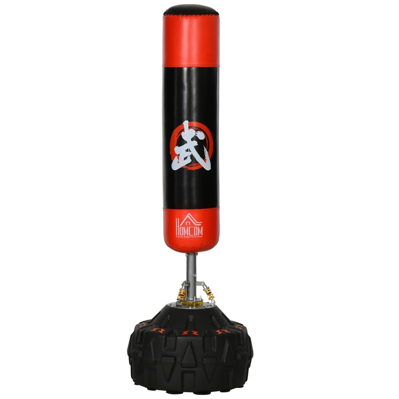 Volně stojící boxovací pytel, základna s přísavkami, 180cm, černočervený