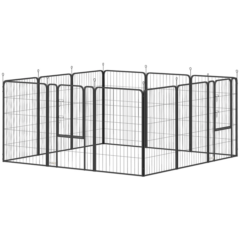Venkovní ohrádka pro štěňata, 12 panelů, skládací, s dvířky