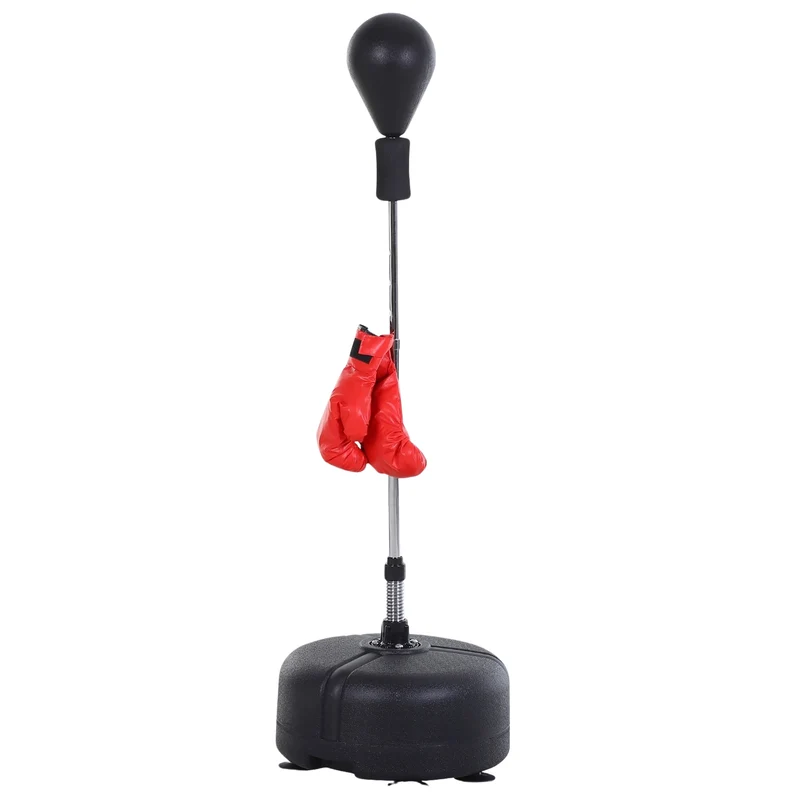 Nastavitelný stojan na boxovací pytel s rukavicemi, 136-154 cm – černý
