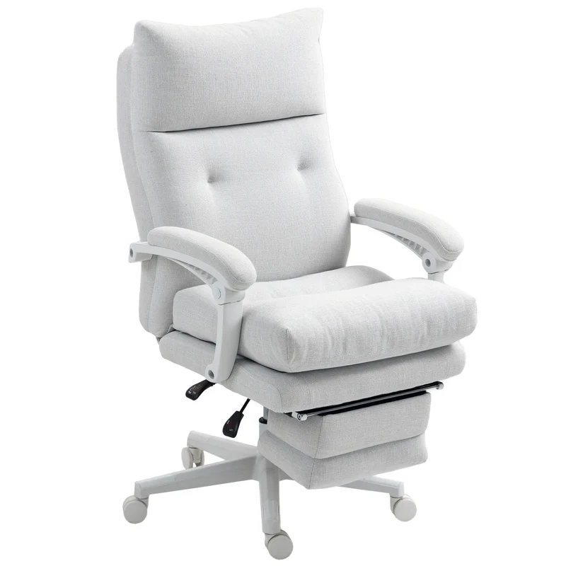 Ergonomická kancelářská židle s bederní opěrkou, lněná, krémová