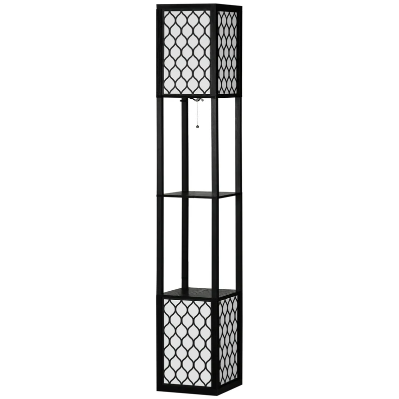 Stojací lampa s policí, dvojitým světlem, 40 W, se zipem