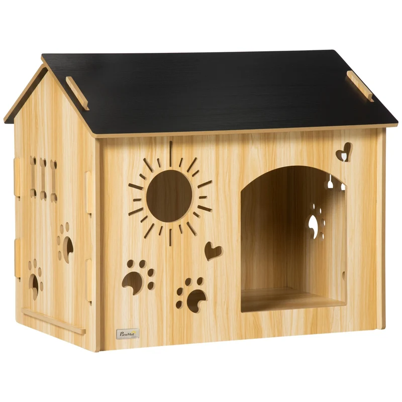 Dřevěná bouda pro psa se střechou a ventilací, malá, 69cm