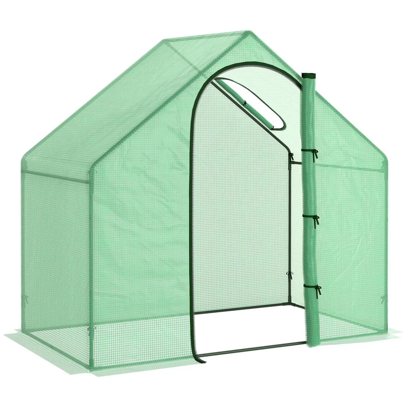 Skleník s pařeništěm na rajčata, oknem a dveřmi – ocel, PVC, 180x100x168 cm