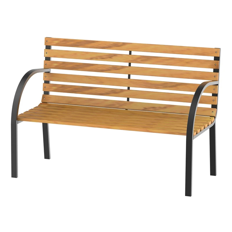 Zahradní lavice pro 2 osoby, ocel a borovice, 122x60x83 cm
