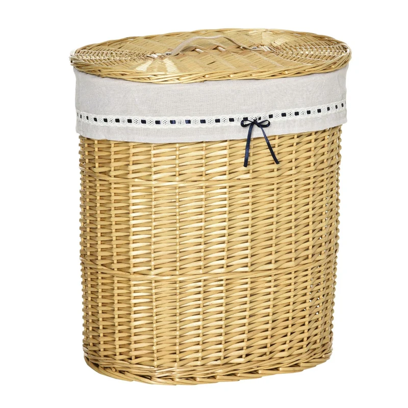 Pletený koš na prádlo s víkem, objem 100L, přírodní