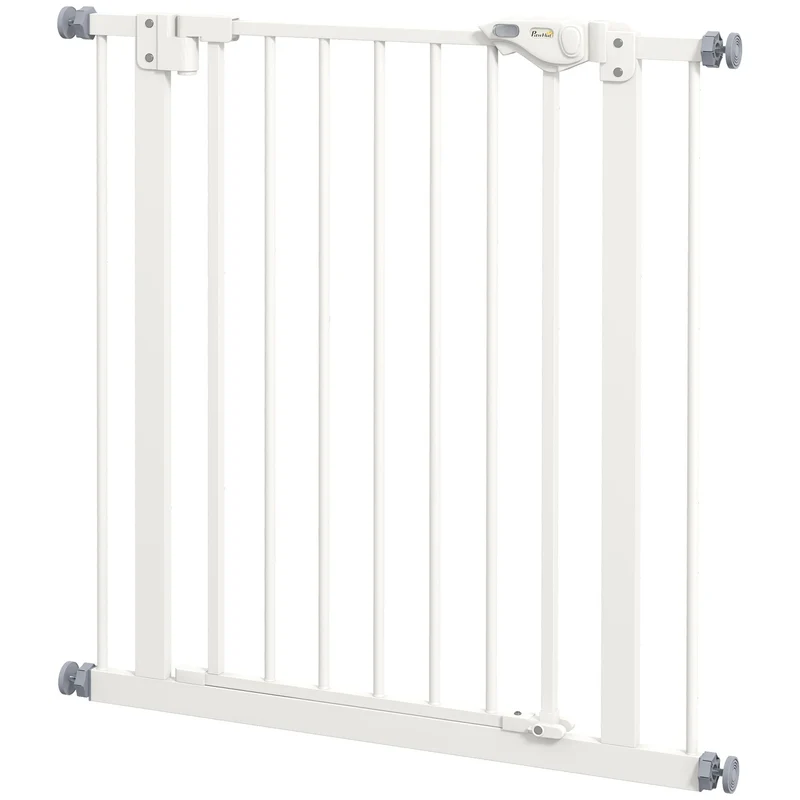 Bezpečnostní branka pro psy, 74–80 cm, bez vrtání, kov a plast
