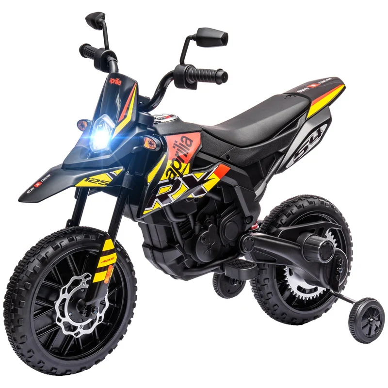 Dětská elektrická motorka, 12 V, s hudbou a tréninkovými kolečky, 6 km/h