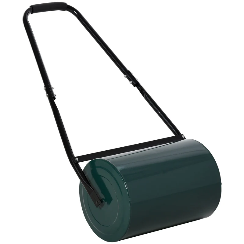 Válec na trávník s rukojetí ve tvaru U, průměr 31 cm, kovový, zelený