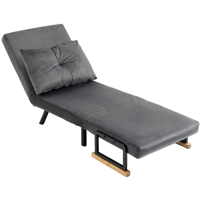 Nastavitelné relaxační křeslo, sametový vzhled, tmavě šedé