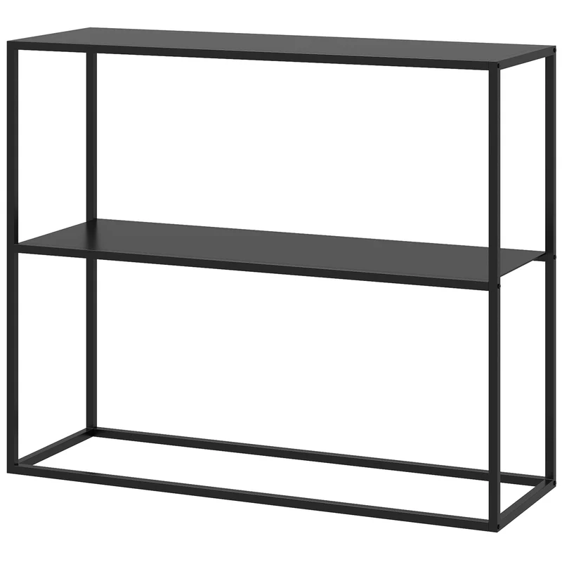 Ocelový konzolový stolek, dvouúrovňový design, 90x30x75 cm