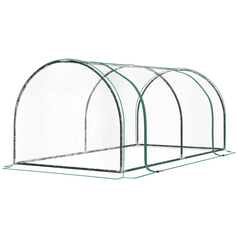 Skleník se studeným rámem a dveřmi, ocel a PVC, 200x100x80 cm