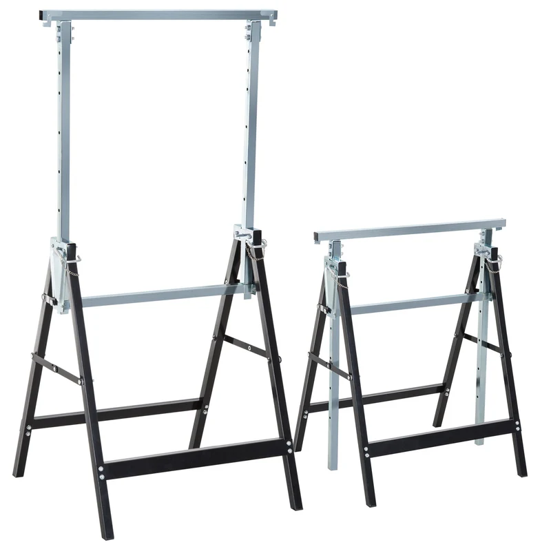 Nastavitelné skládací ocelové kozy – Heavy Duty, černé