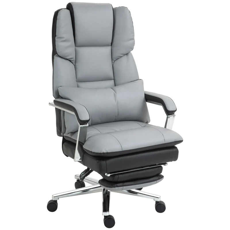 Ergonomická kancelářská židle s houpací funkcí, nosnost 180 kg, světle šedá kůže
