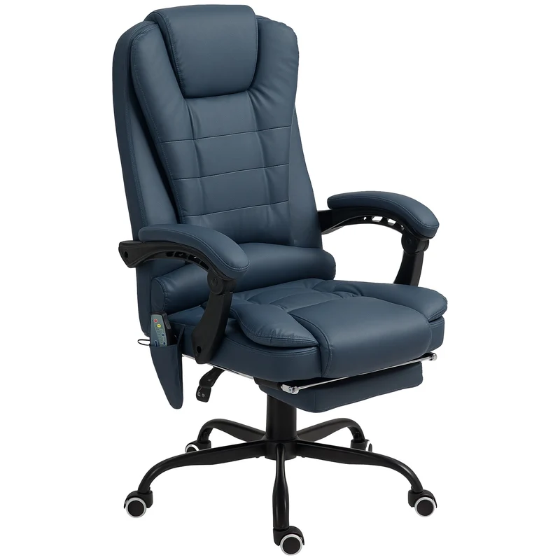 Ergonomická kancelářská židle s masáží a naklápěním, modrá