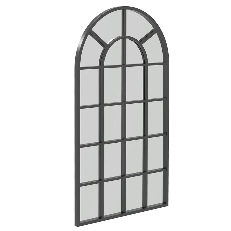 Nástěnné zrcadlo s černým kovovým rámem, 110 x 62 cm, univerzální závěsné zrcadlo