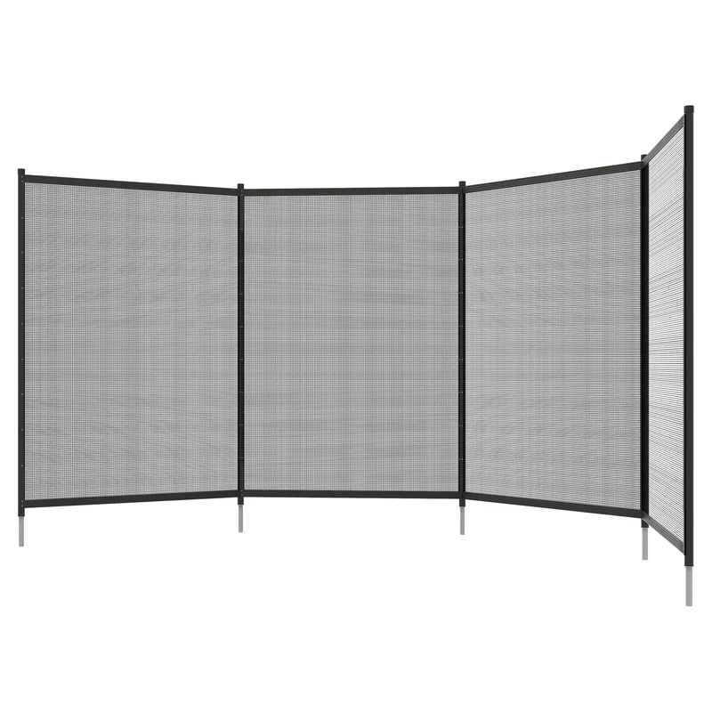 Černý zahradní a bazénový plot 365 × 126 cm, sada 4 panelů