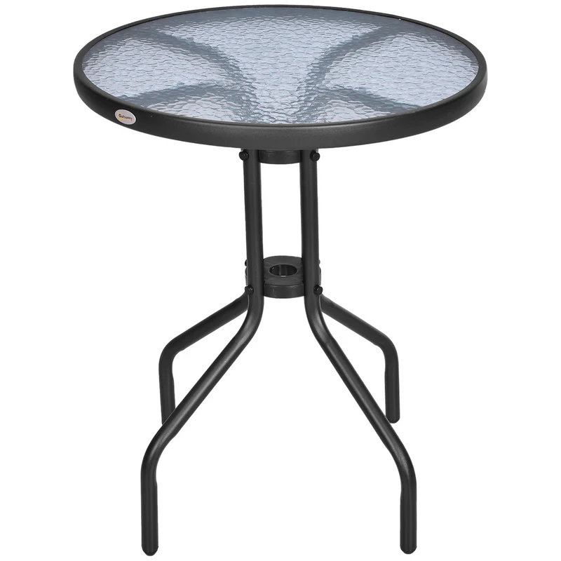 Kulatý zahradní stůl z kovu a skla – Ø60 X H70 cm