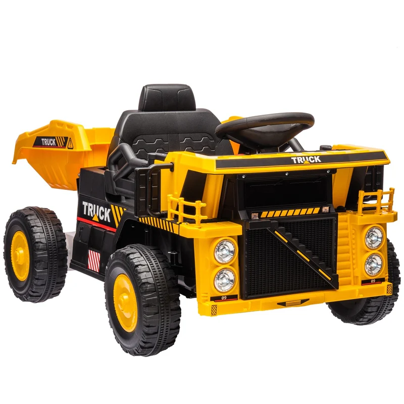 Elektrický traktor pro děti s lopatou, žlutý
