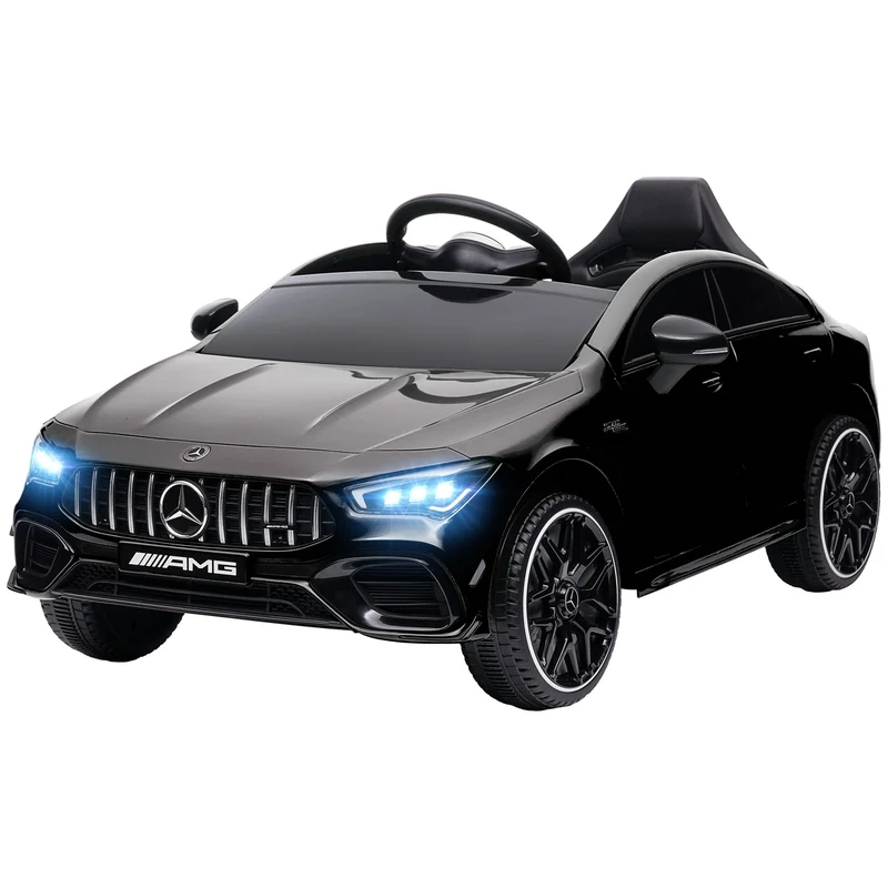 Elektrické auto pro děti 12 V s dálkovým ovládáním, světly a hudbou, černé