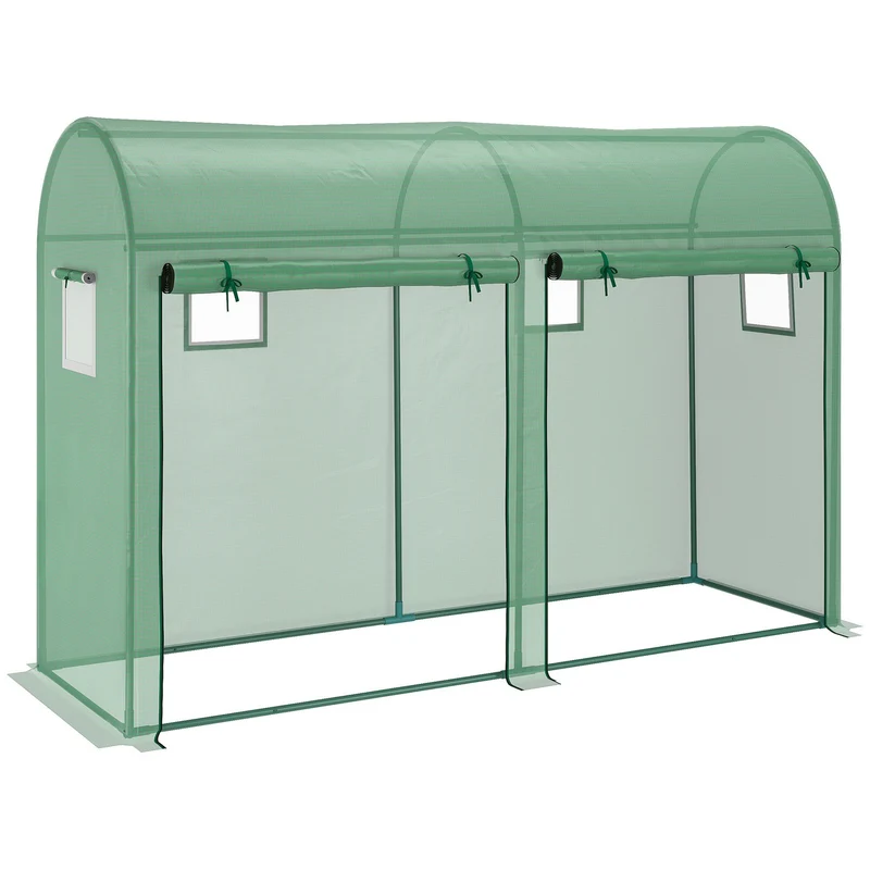 Skleník 300x100x200 cm, PE plast, ocelová konstrukce, 4 okna