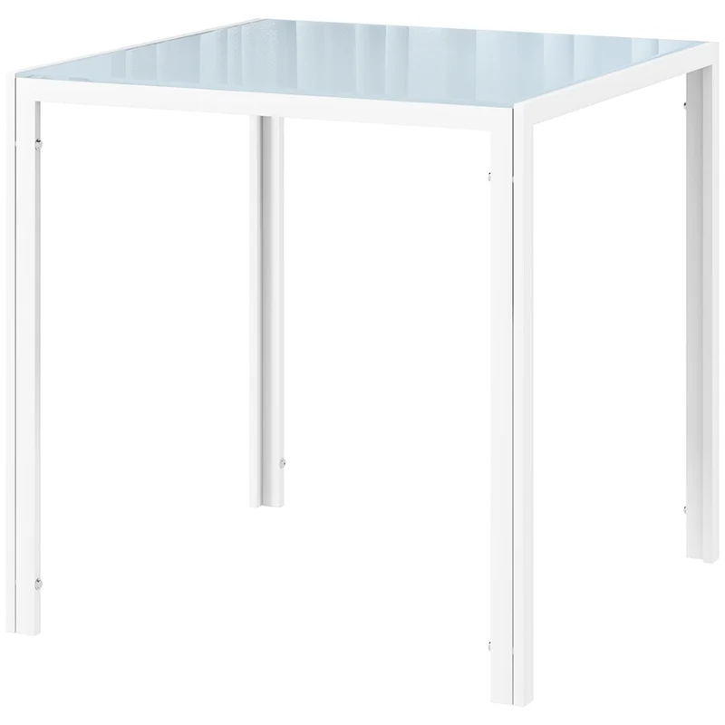 Čtvercový skleněný jídelní stůl pro 4 osoby – 75x75 cm, bílý