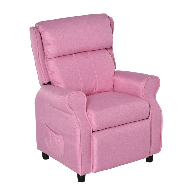 Nastavitelná dětská pohovka s podnožkou, růžová, 3–5 let