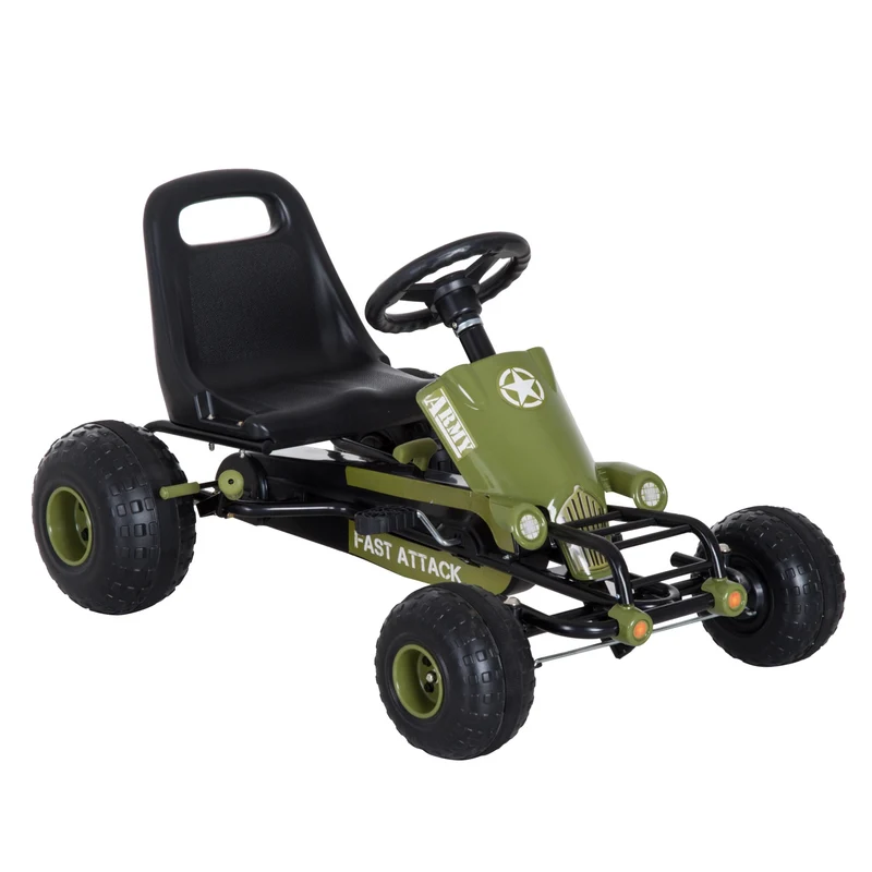 Šlapací motokára pro děti, ruční brzda, zelená, Outdoor Fun