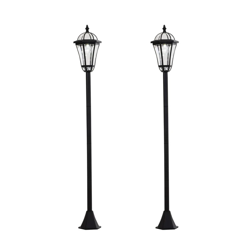 Solární LED pouliční osvětlení, IP44 vodotěsné, energeticky úsporné, černé