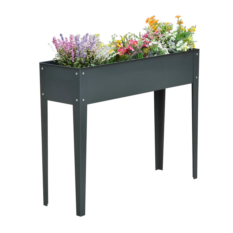 Kovová zahradní postel – 100x30x80 cm, s odvodem vody