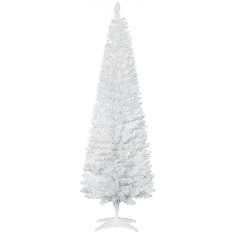 Bílý vánoční stromek se stojanem, 390 špiček, 180 cm