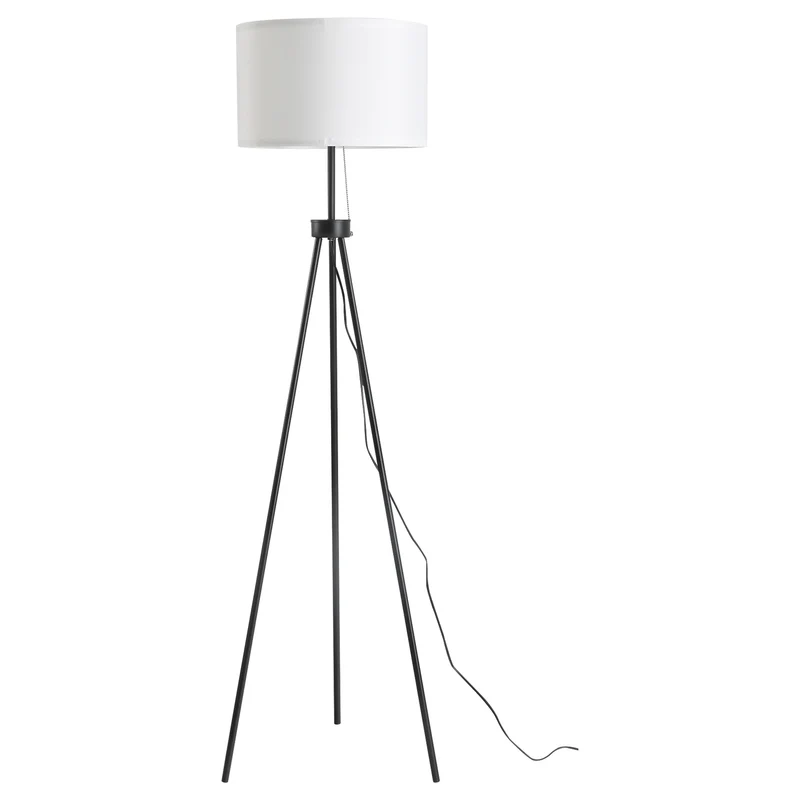 Moderní černobílá stojací lampa E27, ocel a polyester