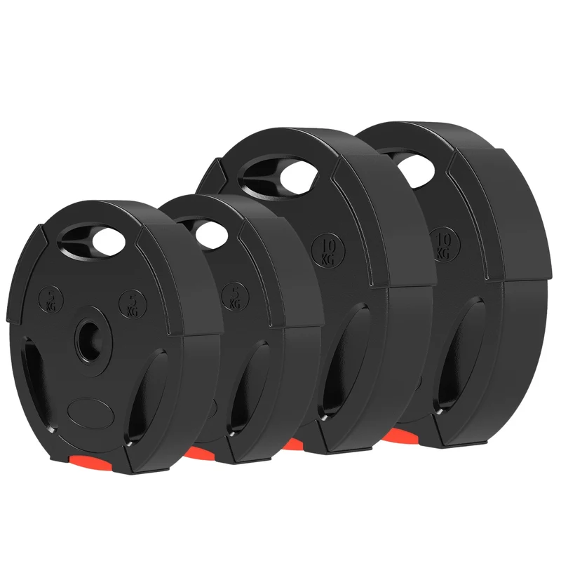 Černá sada kotoučů na činky, 4dílná – 2x5kg, kompatibilní s Ø30mm