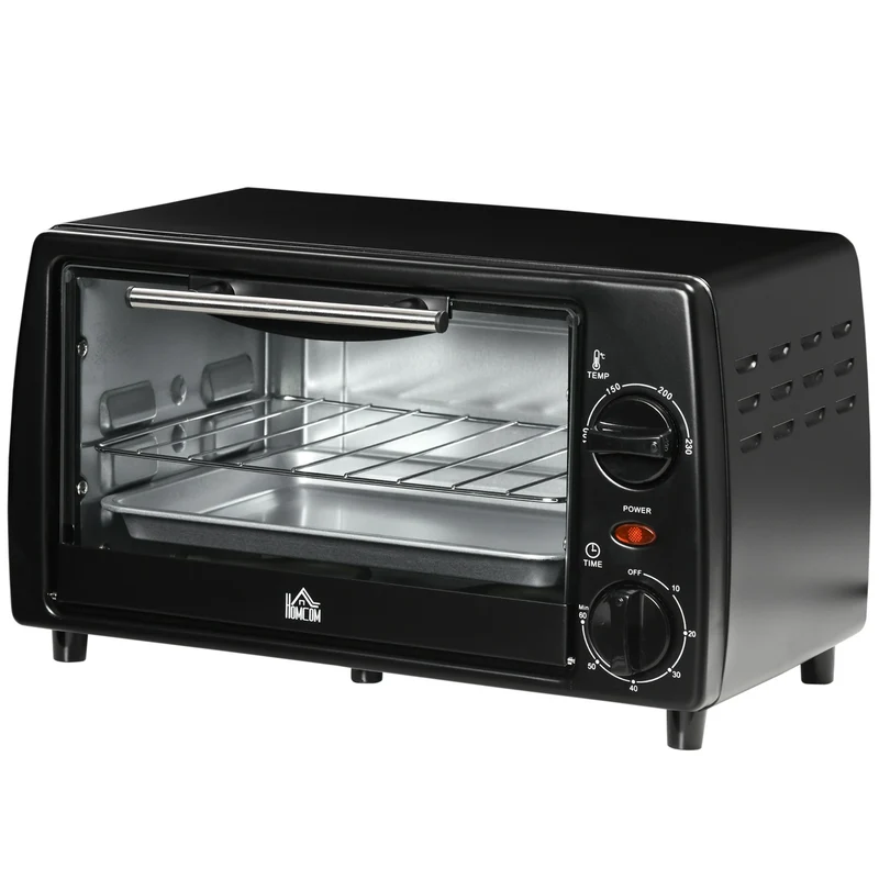 Mini elektrická trouba 10L, 750W, časovač, 230°C, černá