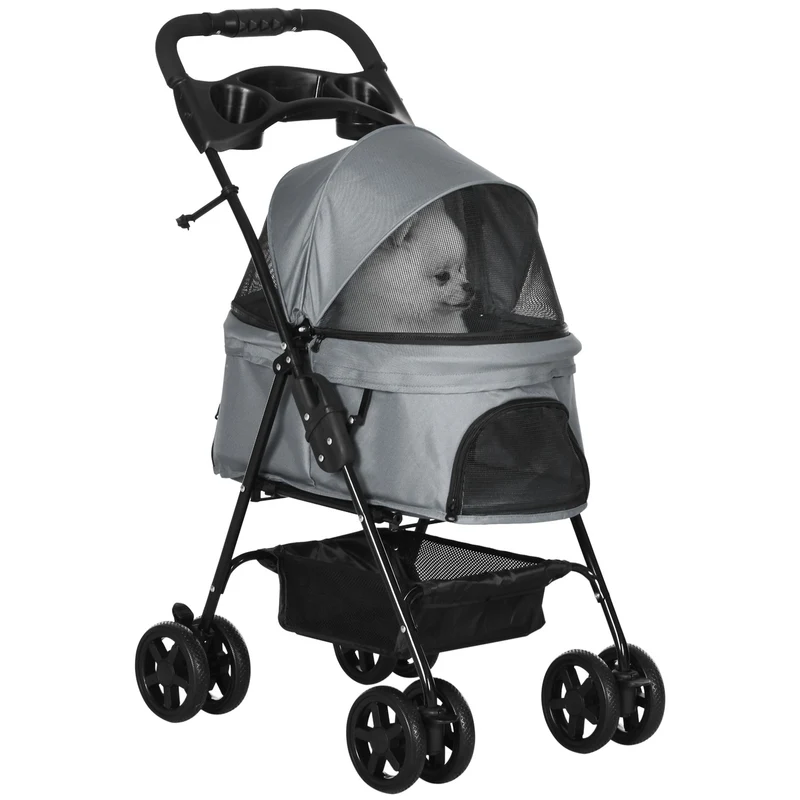 Skládací vozík pro malé psy a kočky, Oxford Grey