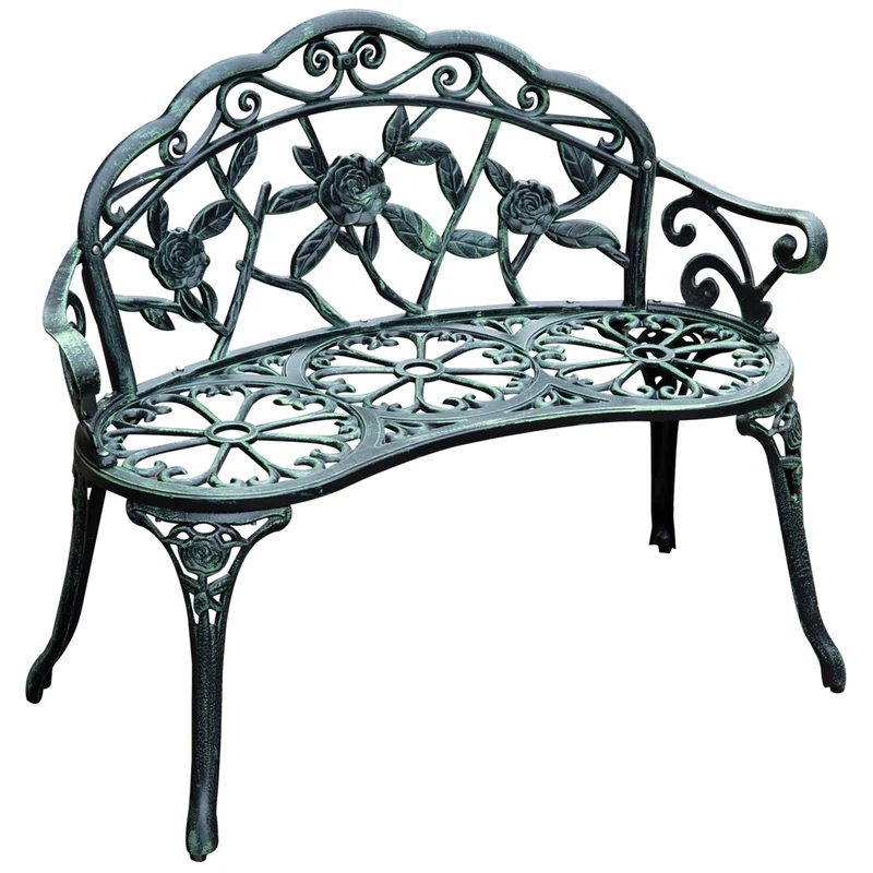 Kovová zahradní lavice pro 2 osoby – 100 x 54 x 78 cm