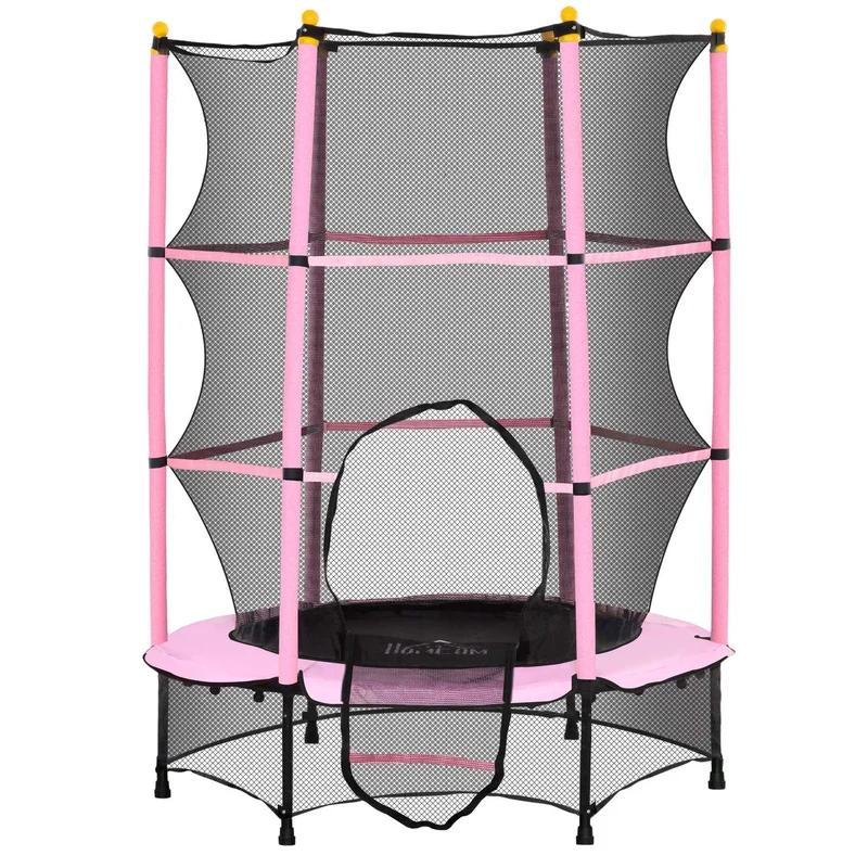 Dětská trampolína s ochrannou sítí, růžová, Ø140 cm