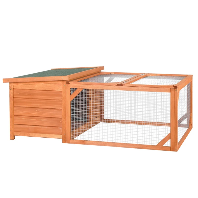 Venkovní králíkárna – povětrnostně odolné smrkové dřevo, otevírací střecha, 125,5x100x49 cm