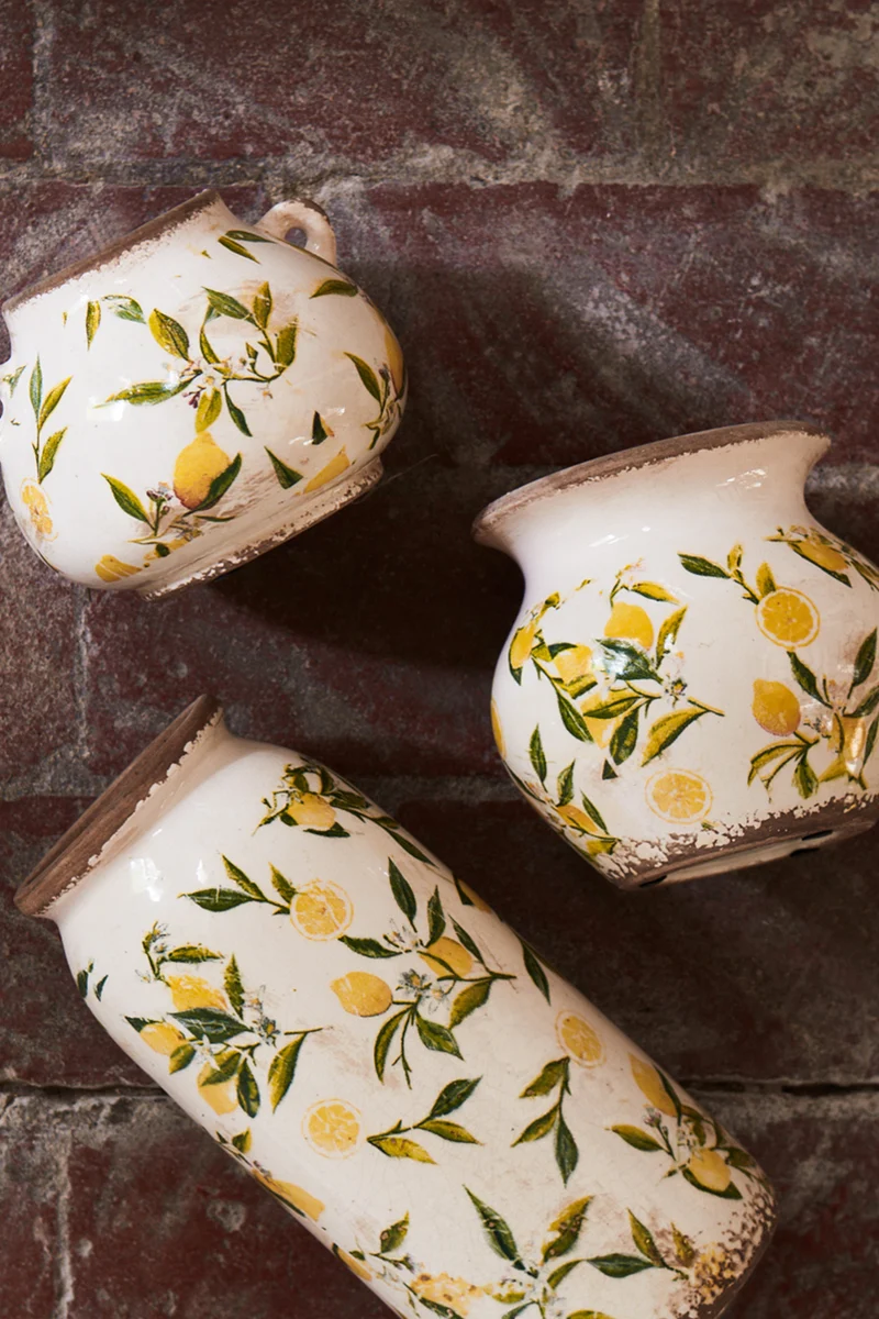 LEMONA Urna M, Vit/grön/gul