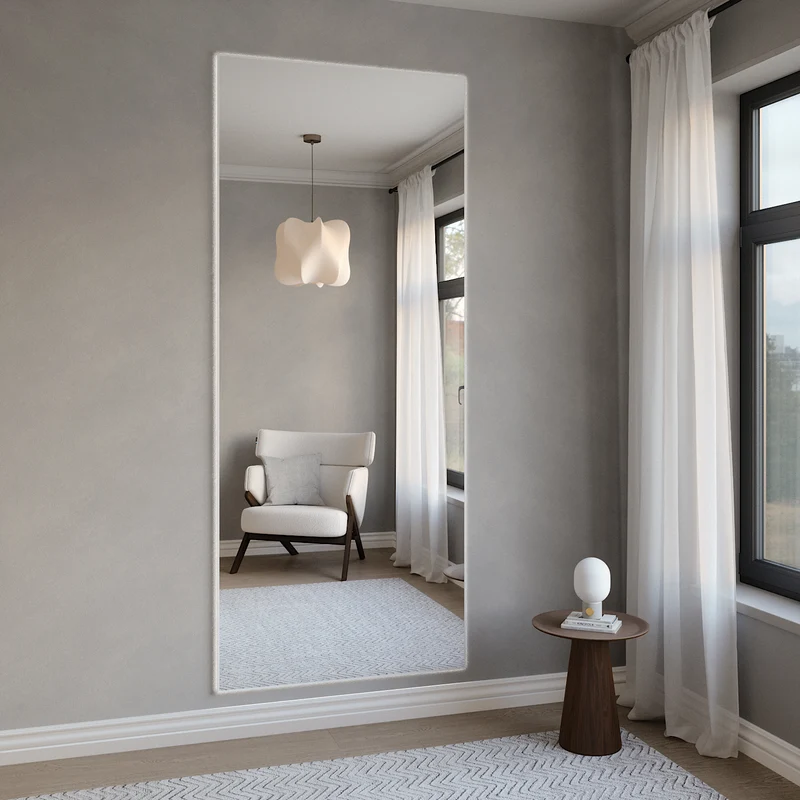 Slimline Full-Length LED mirror With White Frame (100x220 cm)